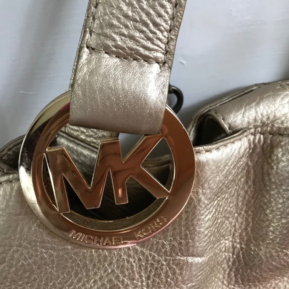 Michael Kors Large genuine gold leather bag big MK - Picture 3 of 13